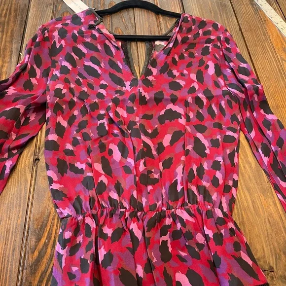 Karina Grimaldi Titti Print Mini Leather Trim Dress NWT XS - Picture 5 of 7